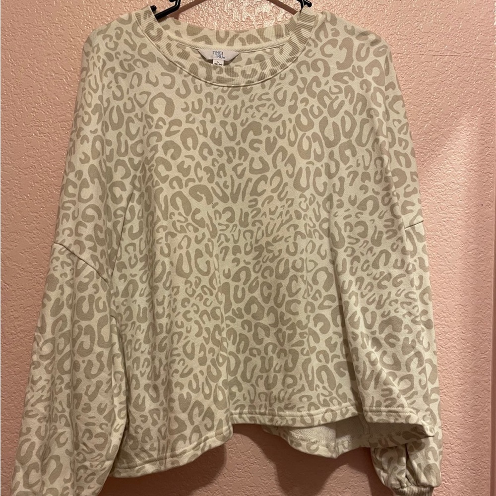 Time and True cheetah cropped sweatshirt